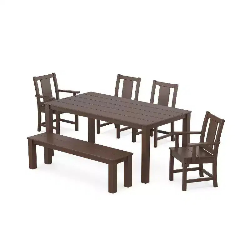 POLYWOOD Set da pranzo da esterno Prairie Parsons da 6 pezzi con panca