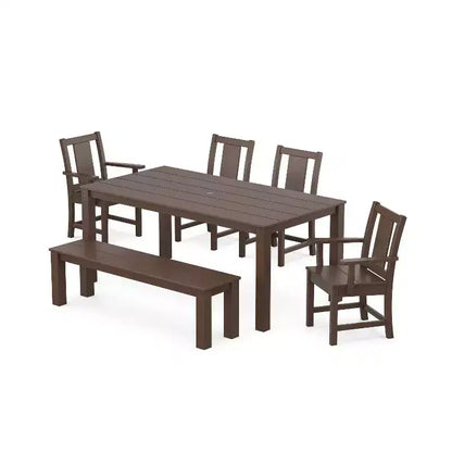POLYWOOD Set da pranzo da esterno Prairie Parsons da 6 pezzi con panca