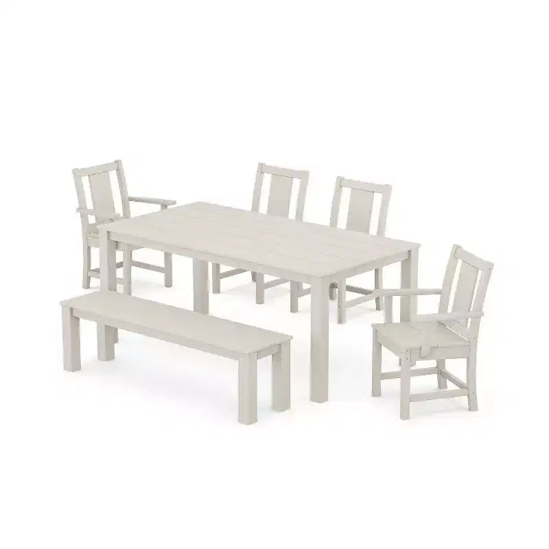 POLYWOOD Set da pranzo da esterno Prairie Parsons da 6 pezzi con panca