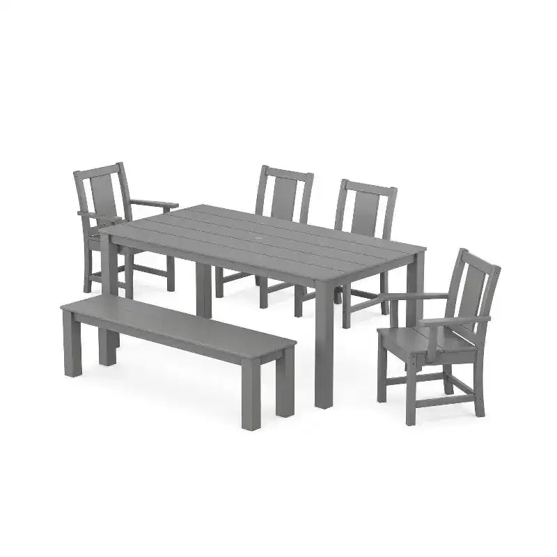 POLYWOOD Set da pranzo da esterno Prairie Parsons da 6 pezzi con panca