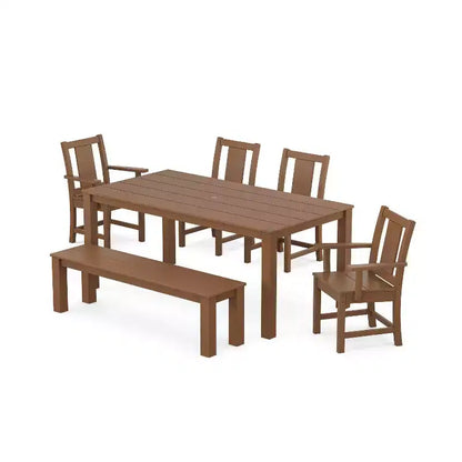 POLYWOOD Set da pranzo da esterno Prairie Parsons da 6 pezzi con panca