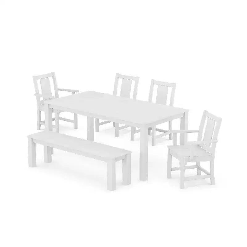 POLYWOOD Set da pranzo da esterno Prairie Parsons da 6 pezzi con panca
