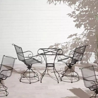 Set da balcone e bistrò Woodard Uptown a 3 pezzi in acciaio con sedie girevoli, tavolo, capacità di carico di 113 kg e finitura verniciata a polvere, nero
