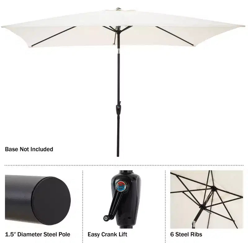 Ensemble de salle à manger d'extérieur 6 pièces Alaterre Furniture, table Weston avec parasol rectangulaire de 3 mètres