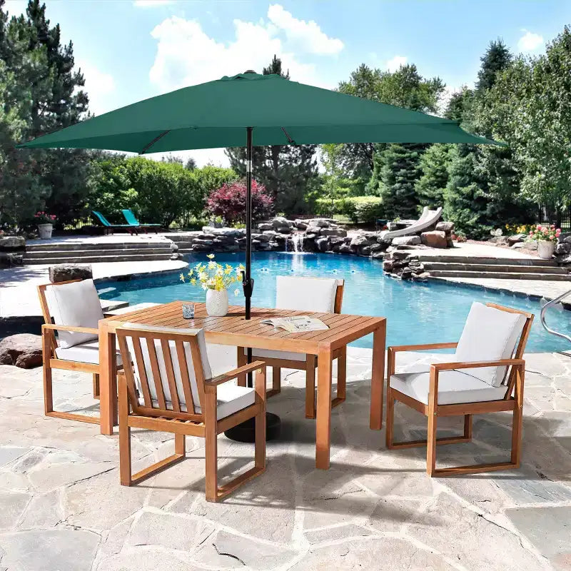 Ensemble de salle à manger d'extérieur 6 pièces Alaterre Furniture, table Weston avec parasol rectangulaire de 3 mètres
