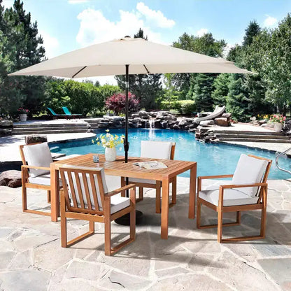 Ensemble de salle à manger d'extérieur 6 pièces Alaterre Furniture, table Weston avec parasol rectangulaire de 3 mètres