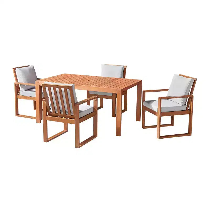 Ensemble de salle à manger d'extérieur 6 pièces Alaterre Furniture, table Weston avec parasol rectangulaire de 3 mètres