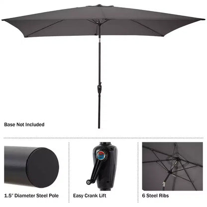 Ensemble de salle à manger d'extérieur 6 pièces Alaterre Furniture, table Weston avec parasol rectangulaire de 3 mètres