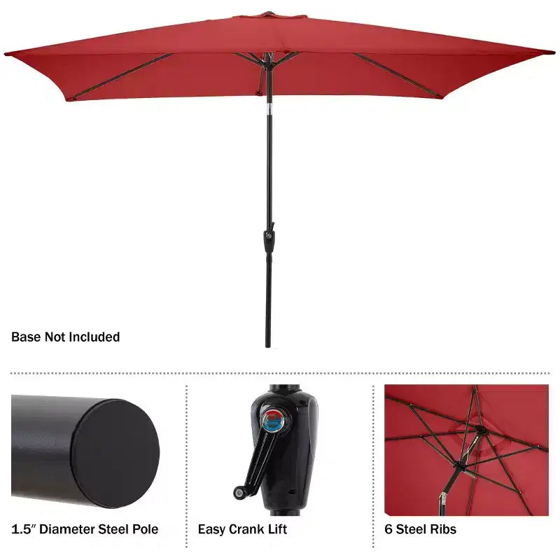 Ensemble de salle à manger d'extérieur 6 pièces Alaterre Furniture, table Weston avec parasol rectangulaire de 3 mètres