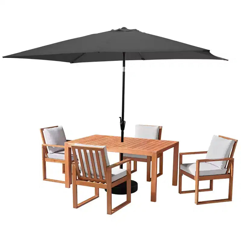 Ensemble de salle à manger d'extérieur 6 pièces Alaterre Furniture, table Weston avec parasol rectangulaire de 3 mètres