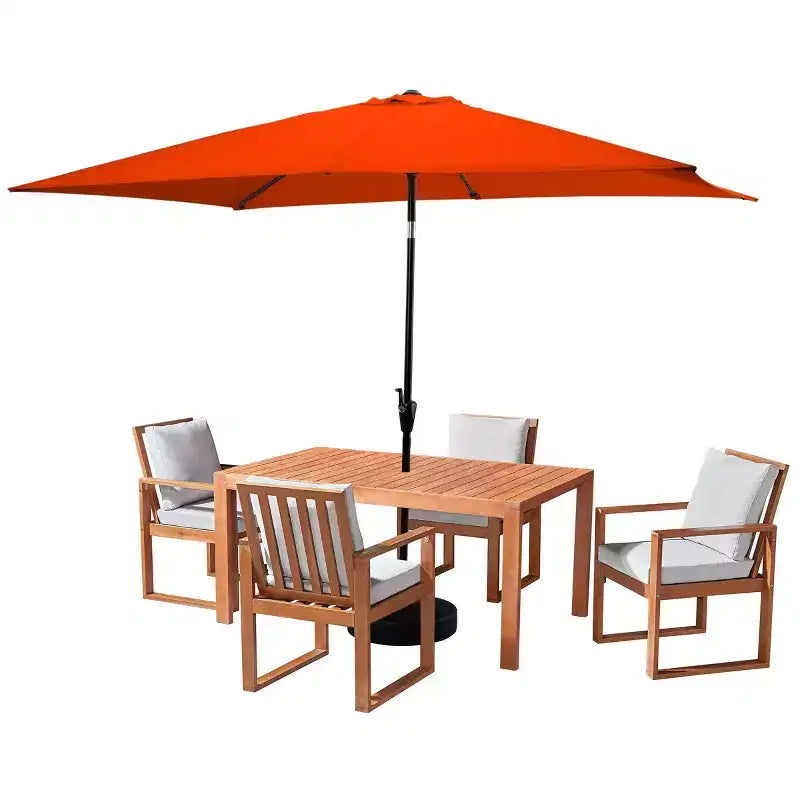 Ensemble de salle à manger d'extérieur 6 pièces Alaterre Furniture, table Weston avec parasol rectangulaire de 3 mètres