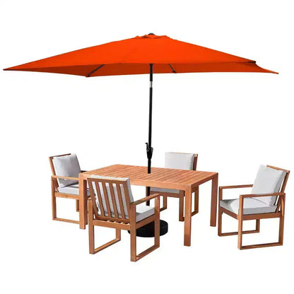 Ensemble de salle à manger d'extérieur 6 pièces Alaterre Furniture, table Weston avec parasol rectangulaire de 3 mètres