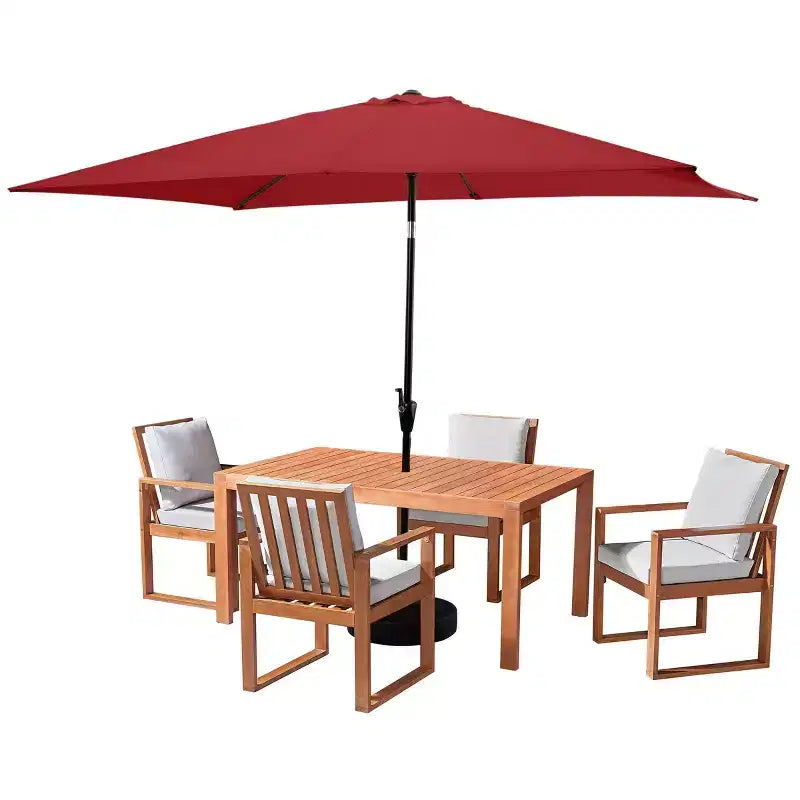 Ensemble de salle à manger d'extérieur 6 pièces Alaterre Furniture, table Weston avec parasol rectangulaire de 3 mètres