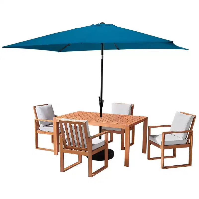 Ensemble de salle à manger d'extérieur 6 pièces Alaterre Furniture, table Weston avec parasol rectangulaire de 3 mètres
