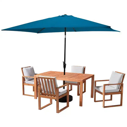 Ensemble de salle à manger d'extérieur 6 pièces Alaterre Furniture, table Weston avec parasol rectangulaire de 3 mètres