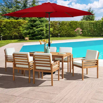 Ensemble de salle à manger d'extérieur 8 pièces Alaterre Furniture, table Okemo avec parasol inclinable automatique de 3 mètres
