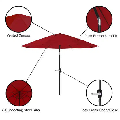 Ensemble de salle à manger d'extérieur 8 pièces Alaterre Furniture, table Okemo avec parasol inclinable automatique de 3 mètres