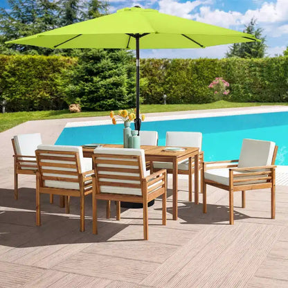 Ensemble de salle à manger d'extérieur 8 pièces Alaterre Furniture, table Okemo avec parasol inclinable automatique de 3 mètres