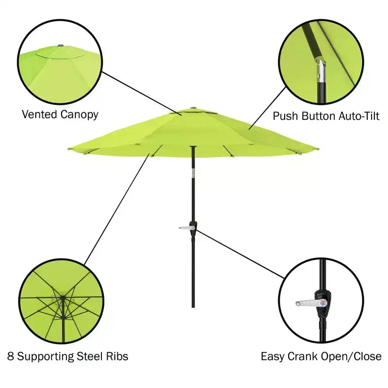 Ensemble de salle à manger d'extérieur 8 pièces Alaterre Furniture, table Okemo avec parasol inclinable automatique de 3 mètres
