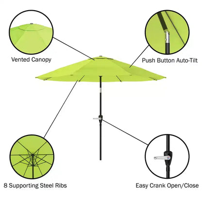 Ensemble de salle à manger d'extérieur 8 pièces Alaterre Furniture, table Okemo avec parasol inclinable automatique de 3 mètres
