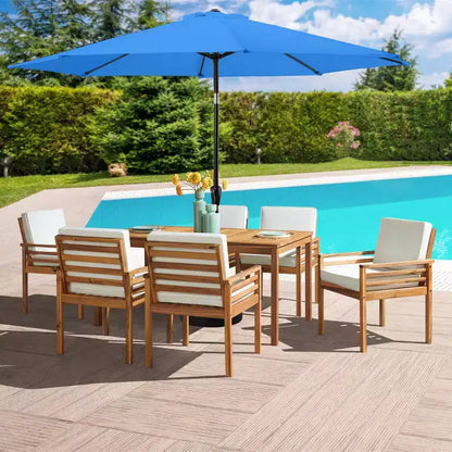 Ensemble de salle à manger d'extérieur 8 pièces Alaterre Furniture, table Okemo avec parasol inclinable automatique de 3 mètres