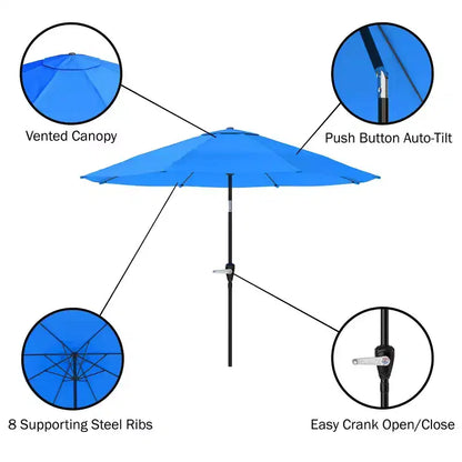 Ensemble de salle à manger d'extérieur 8 pièces Alaterre Furniture, table Okemo avec parasol inclinable automatique de 3 mètres