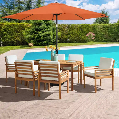 Ensemble de salle à manger d'extérieur 8 pièces Alaterre Furniture, table Okemo avec parasol inclinable automatique de 3 mètres