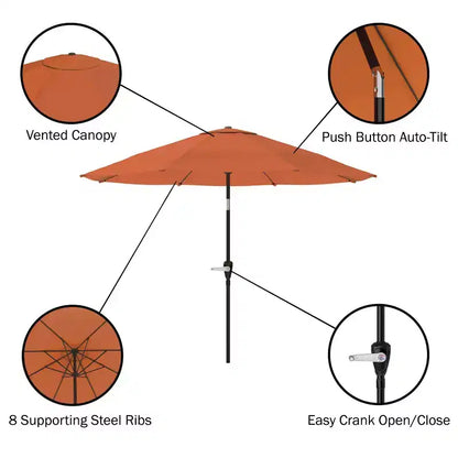 Ensemble de salle à manger d'extérieur 8 pièces Alaterre Furniture, table Okemo avec parasol inclinable automatique de 3 mètres