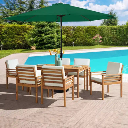 Ensemble de salle à manger d'extérieur 8 pièces Alaterre Furniture, table Okemo avec parasol inclinable automatique de 3 mètres