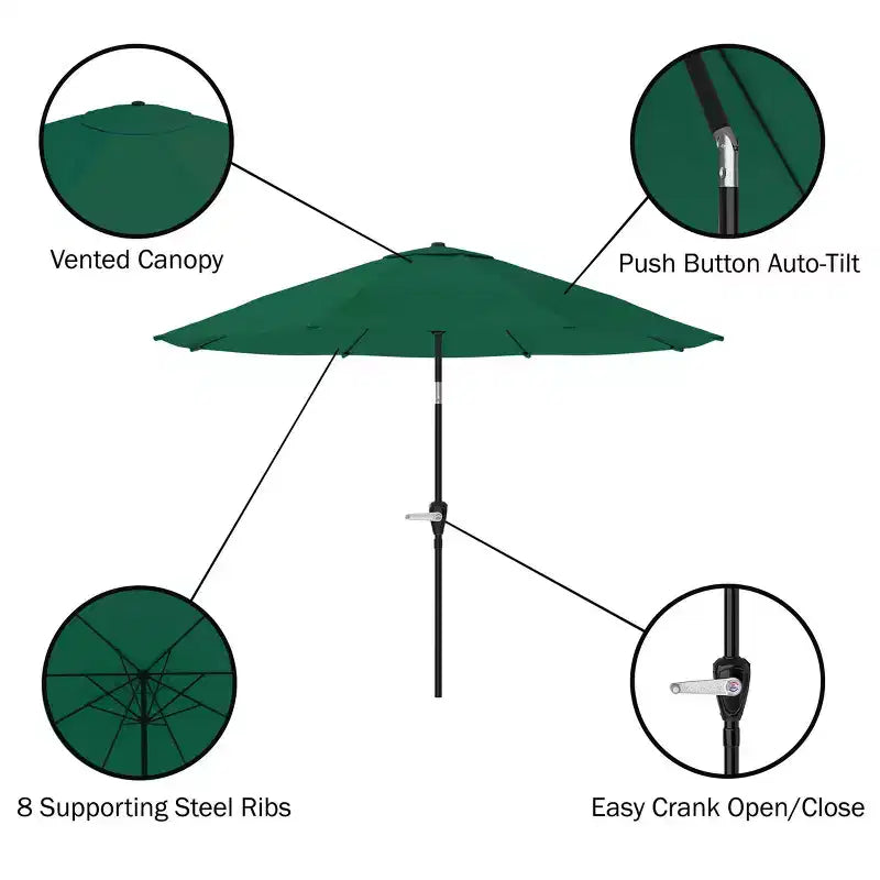 Ensemble de salle à manger d'extérieur 8 pièces Alaterre Furniture, table Okemo avec parasol inclinable automatique de 3 mètres
