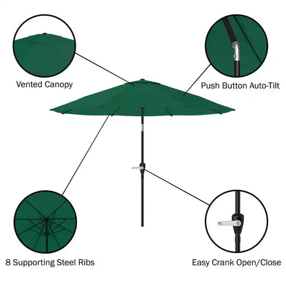Ensemble de salle à manger d'extérieur 8 pièces Alaterre Furniture, table Okemo avec parasol inclinable automatique de 3 mètres