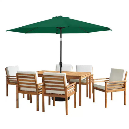 Ensemble de salle à manger d'extérieur 8 pièces Alaterre Furniture, table Okemo avec parasol inclinable automatique de 3 mètres