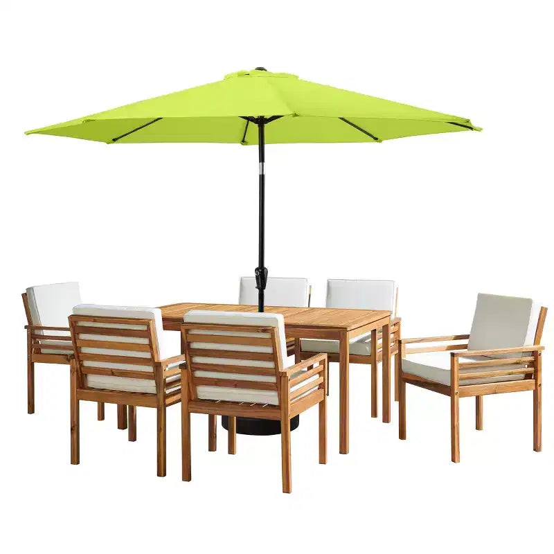 Ensemble de salle à manger d'extérieur 8 pièces Alaterre Furniture, table Okemo avec parasol inclinable automatique de 3 mètres