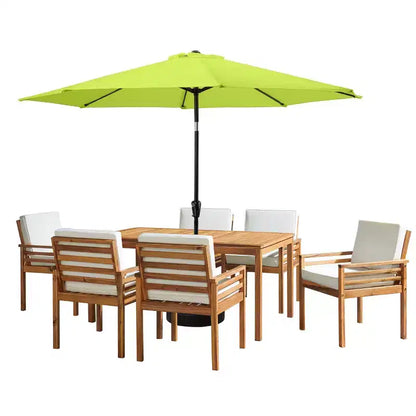 Ensemble de salle à manger d'extérieur 8 pièces Alaterre Furniture, table Okemo avec parasol inclinable automatique de 3 mètres