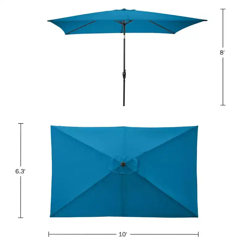 Ensemble de salle à manger d'extérieur 6 pièces Alaterre Furniture, table Okemo avec parasol rectangulaire de 3 mètres