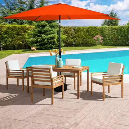 Ensemble de salle à manger d'extérieur 6 pièces Alaterre Furniture, table Okemo avec parasol rectangulaire de 3 mètres