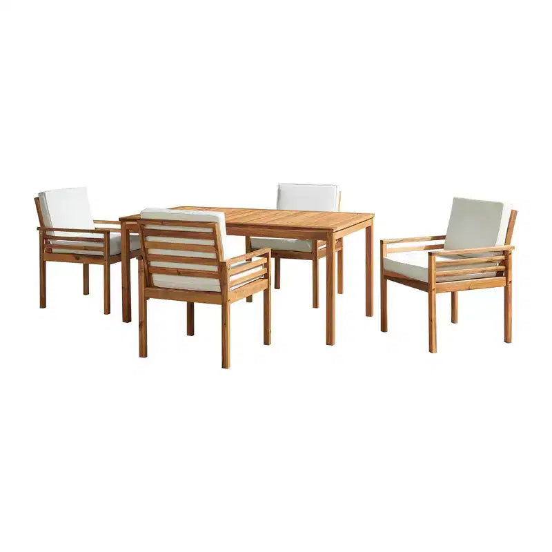 Ensemble de salle à manger d'extérieur 6 pièces Alaterre Furniture, table Okemo avec parasol rectangulaire de 3 mètres