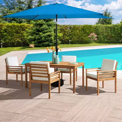 Ensemble de salle à manger d'extérieur 6 pièces Alaterre Furniture, table Okemo avec parasol rectangulaire de 3 mètres