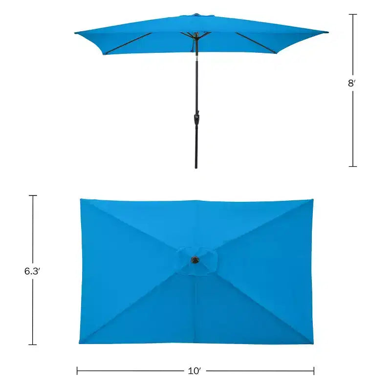 Ensemble de salle à manger d'extérieur 6 pièces Alaterre Furniture, table Okemo avec parasol rectangulaire de 3 mètres