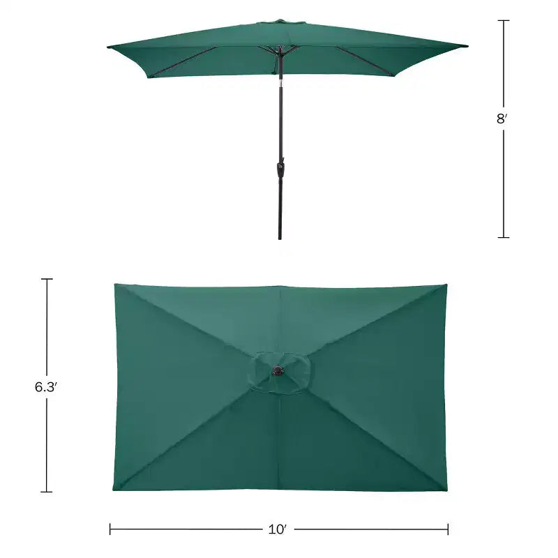 Ensemble de salle à manger d'extérieur 6 pièces Alaterre Furniture, table Okemo avec parasol rectangulaire de 3 mètres