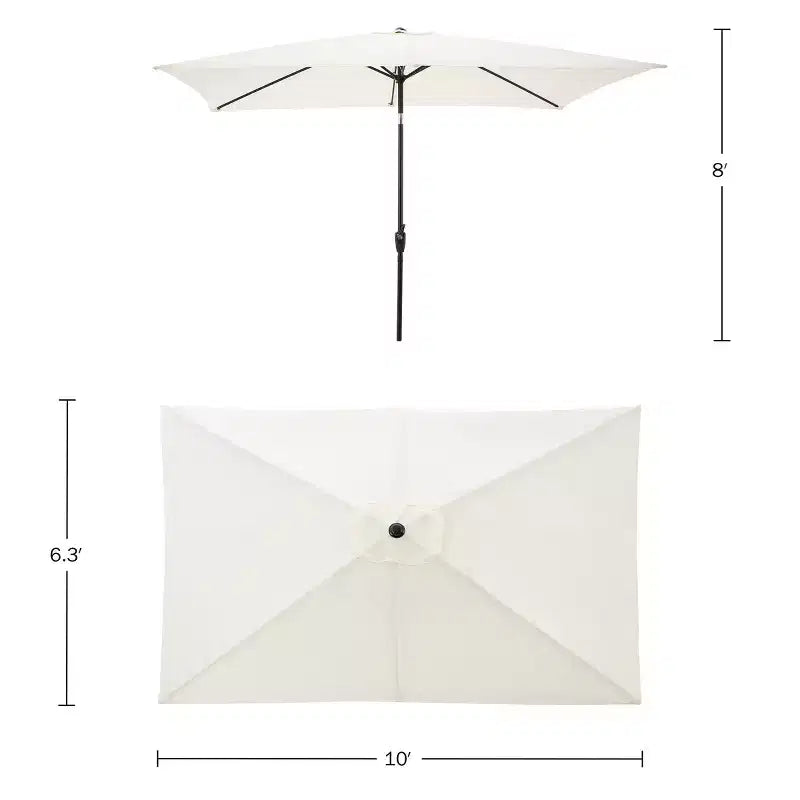 Ensemble de salle à manger d'extérieur 6 pièces Alaterre Furniture, table Okemo avec parasol rectangulaire de 3 mètres