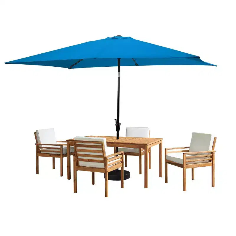 Ensemble de salle à manger d'extérieur 6 pièces Alaterre Furniture, table Okemo avec parasol rectangulaire de 3 mètres