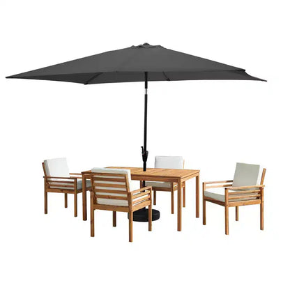 Ensemble de salle à manger d'extérieur 6 pièces Alaterre Furniture, table Okemo avec parasol rectangulaire de 3 mètres