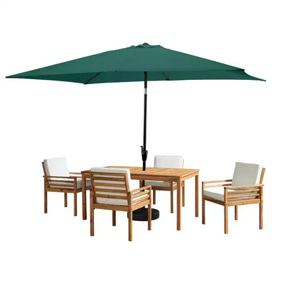 Ensemble de salle à manger d'extérieur 6 pièces Alaterre Furniture, table Okemo avec parasol rectangulaire de 3 mètres