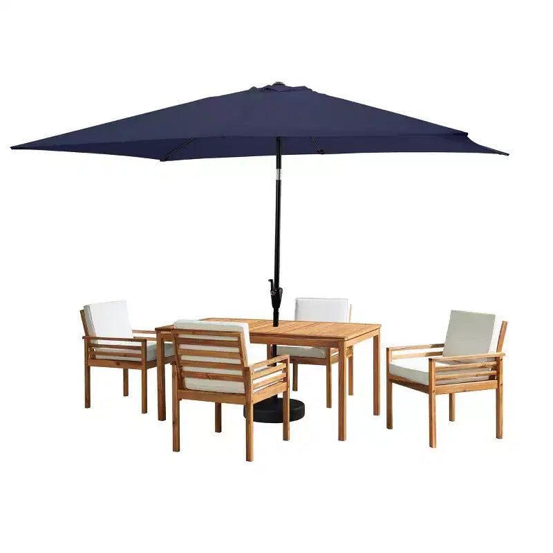 Ensemble de salle à manger d'extérieur 6 pièces Alaterre Furniture, table Okemo avec parasol rectangulaire de 3 mètres