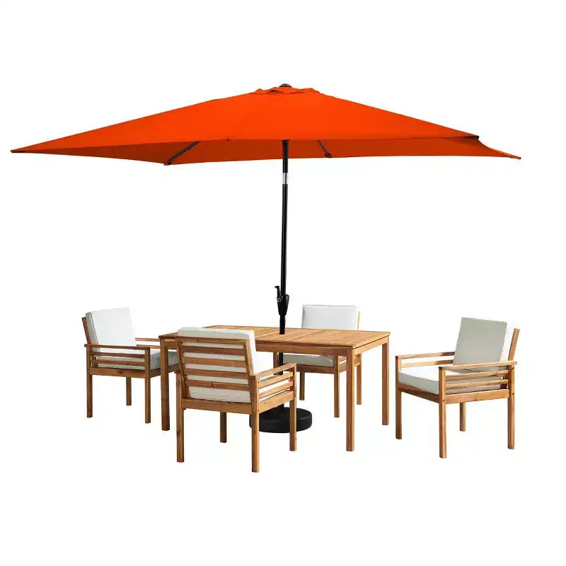 Ensemble de salle à manger d'extérieur 6 pièces Alaterre Furniture, table Okemo avec parasol rectangulaire de 3 mètres