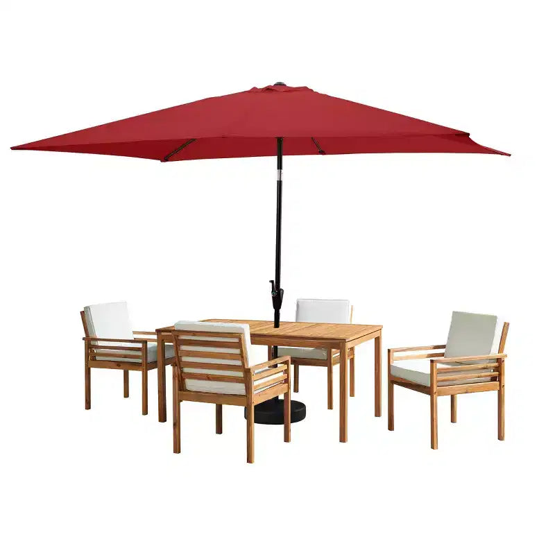 Ensemble de salle à manger d'extérieur 6 pièces Alaterre Furniture, table Okemo avec parasol rectangulaire de 3 mètres