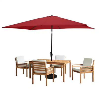 Ensemble de salle à manger d'extérieur 6 pièces Alaterre Furniture, table Okemo avec parasol rectangulaire de 3 mètres