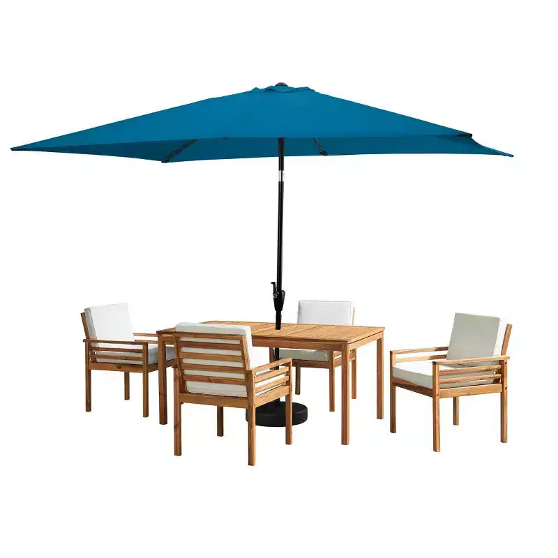 Ensemble de salle à manger d'extérieur 6 pièces Alaterre Furniture, table Okemo avec parasol rectangulaire de 3 mètres