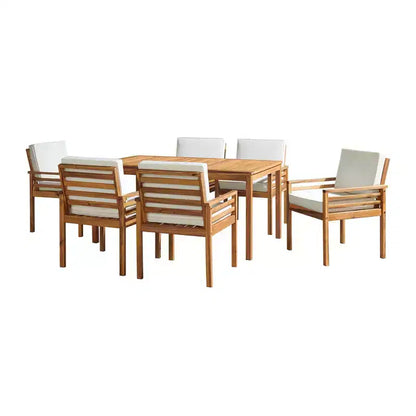 Ensemble de salle à manger d'extérieur 8 pièces Alaterre Furniture, table Okemo avec parasol rectangulaire de 3 mètres